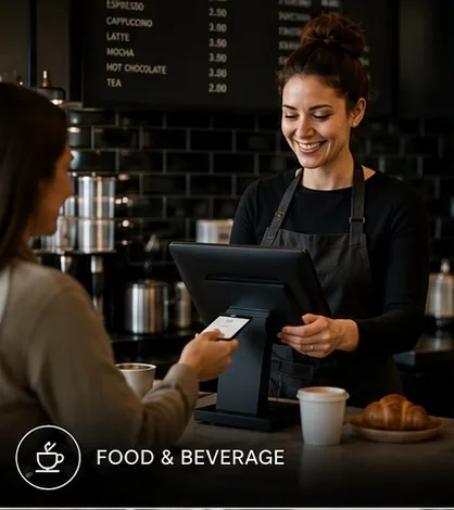 Coffee shop team using ROMPOS industry payment workflows