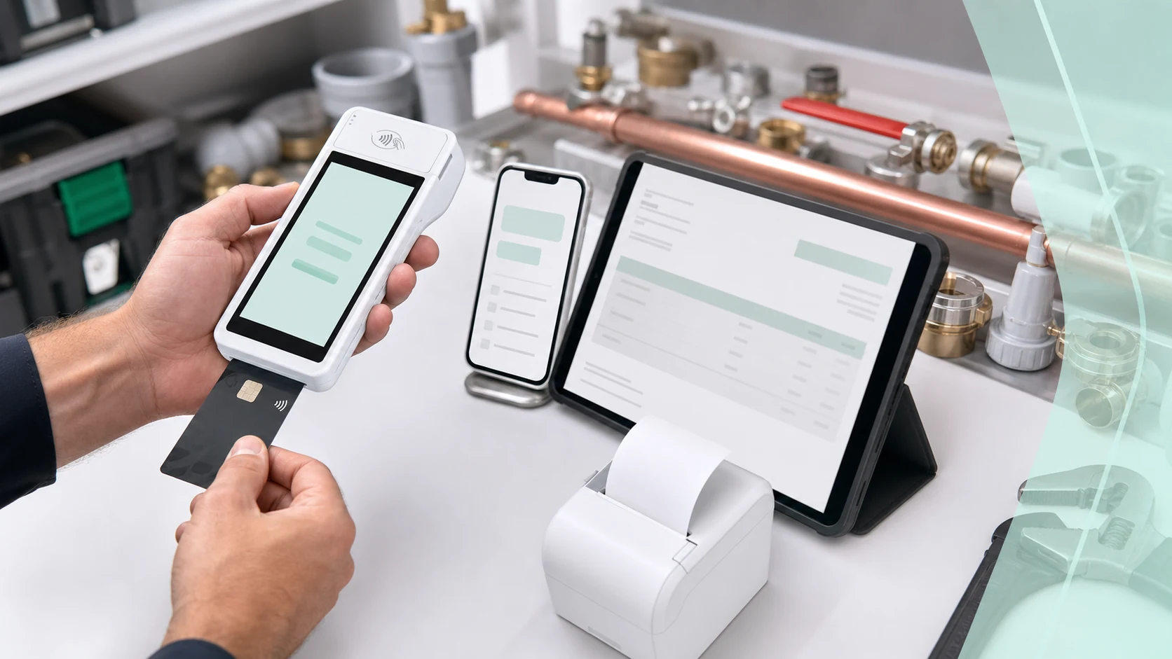 Home services mobile terminal and invoice workflow