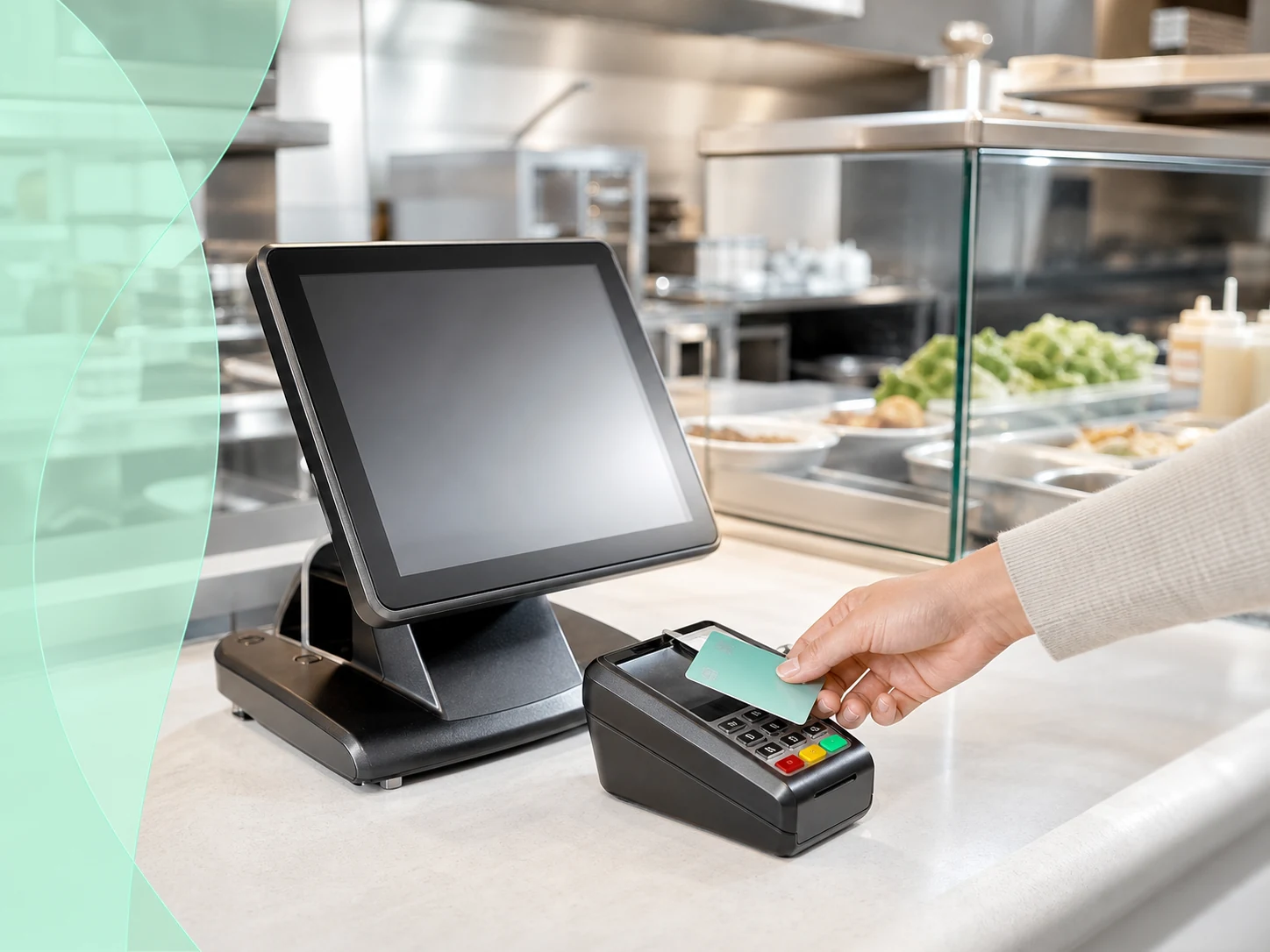 Quick-serve cafe counter payment workflow