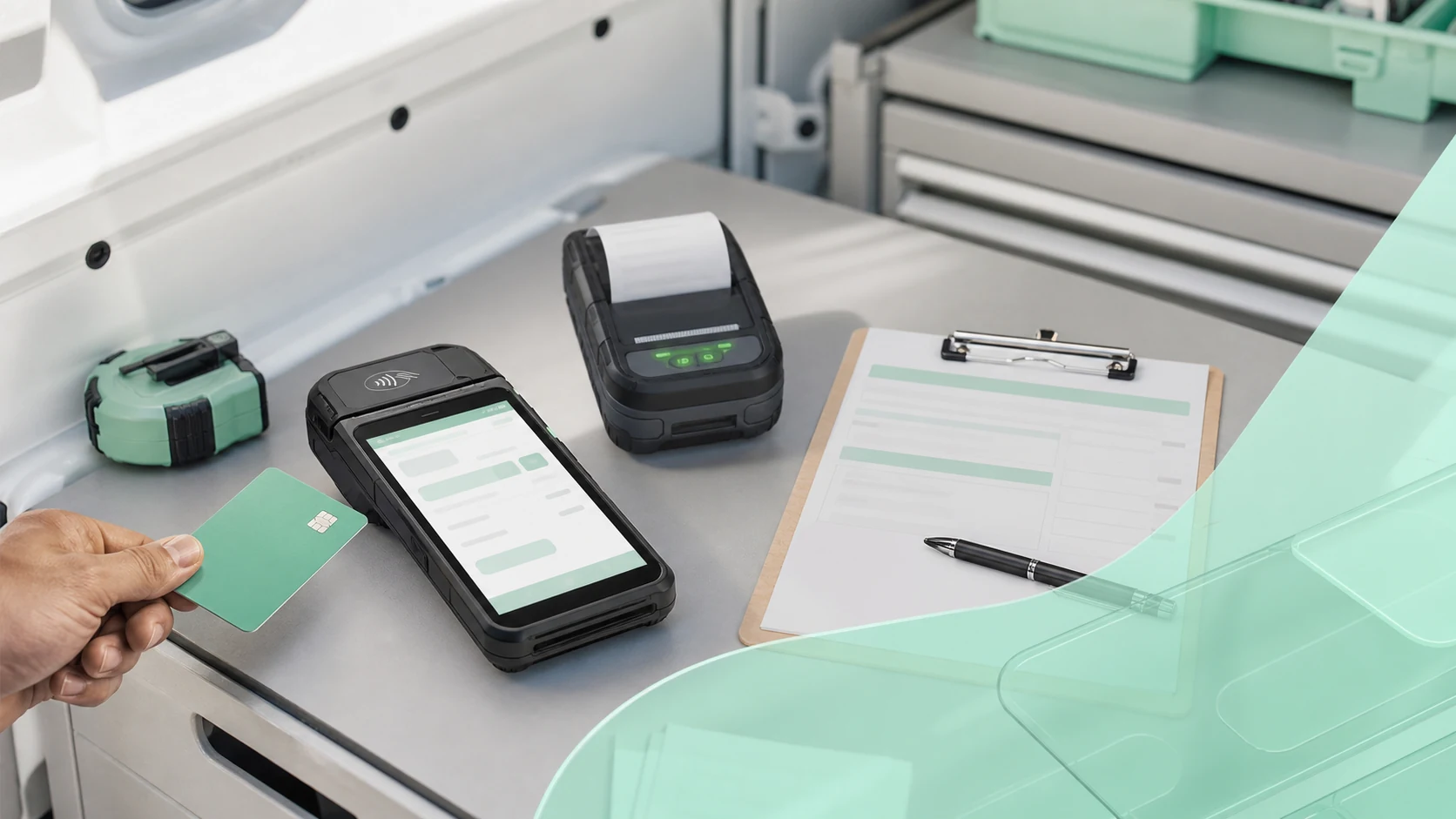 Field service merchant collecting a mobile payment